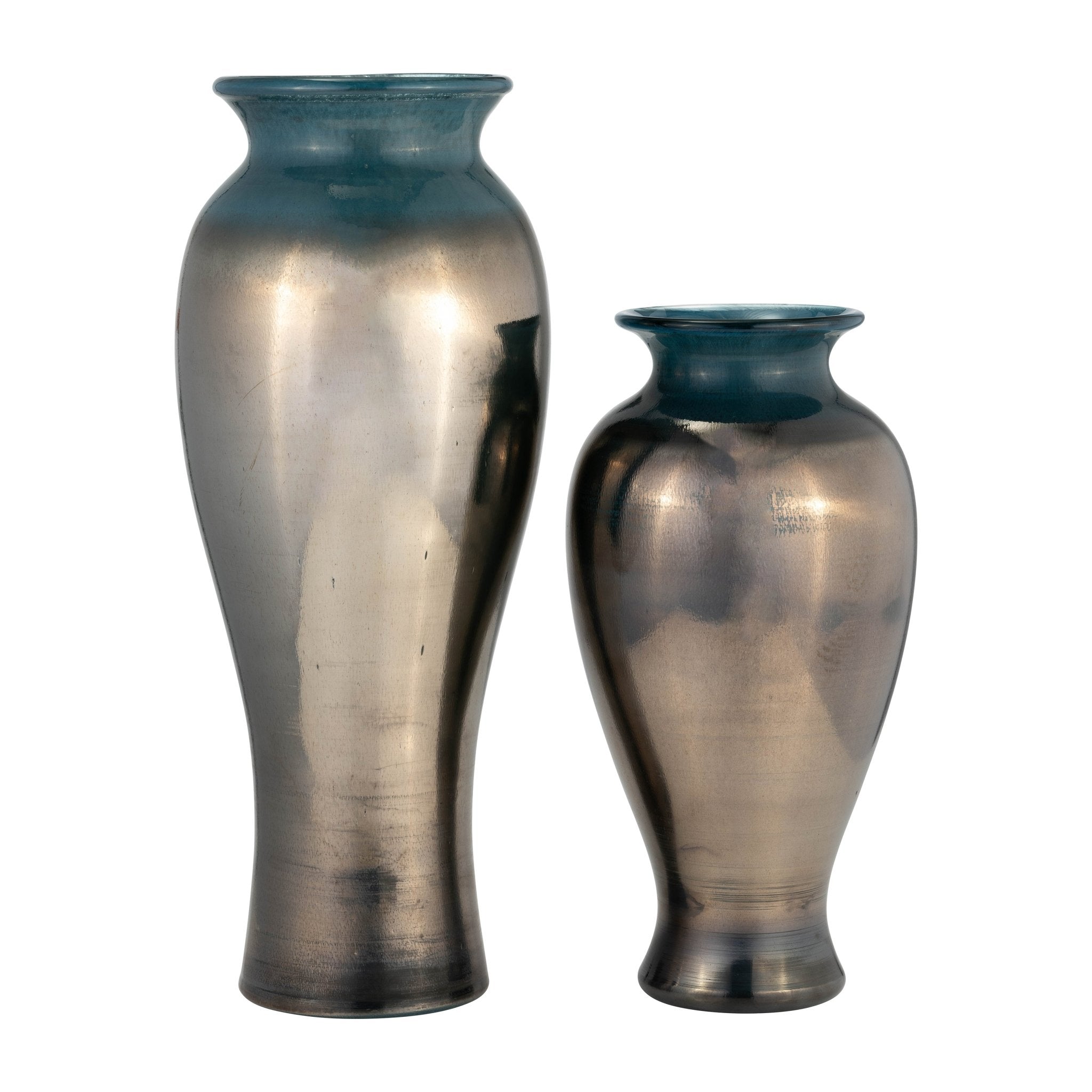 GLASS, 12"H OLPE VASE, TEAL | Sagebrook Home