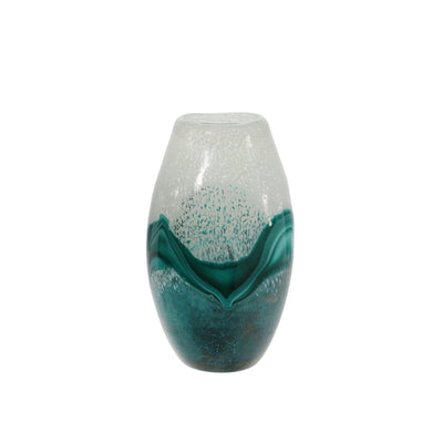 GLASS 12"H VASE, GREEN MIX - Al Rugaib Furniture