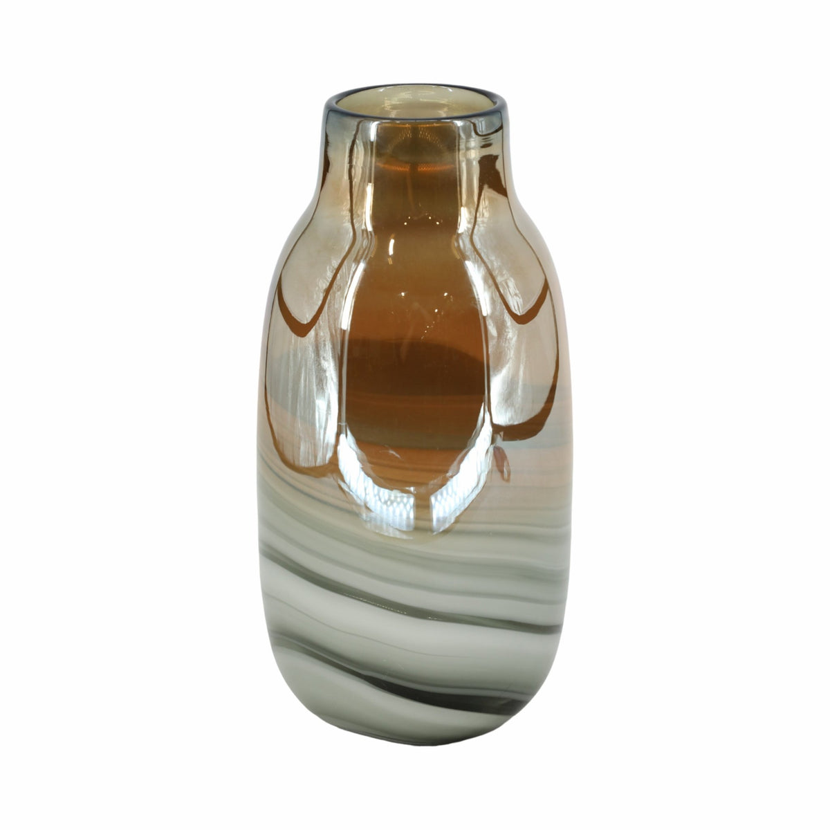 Glass 13"H Metallic Vase, Gray/Gold Vases and Jars| Sagebrook Home