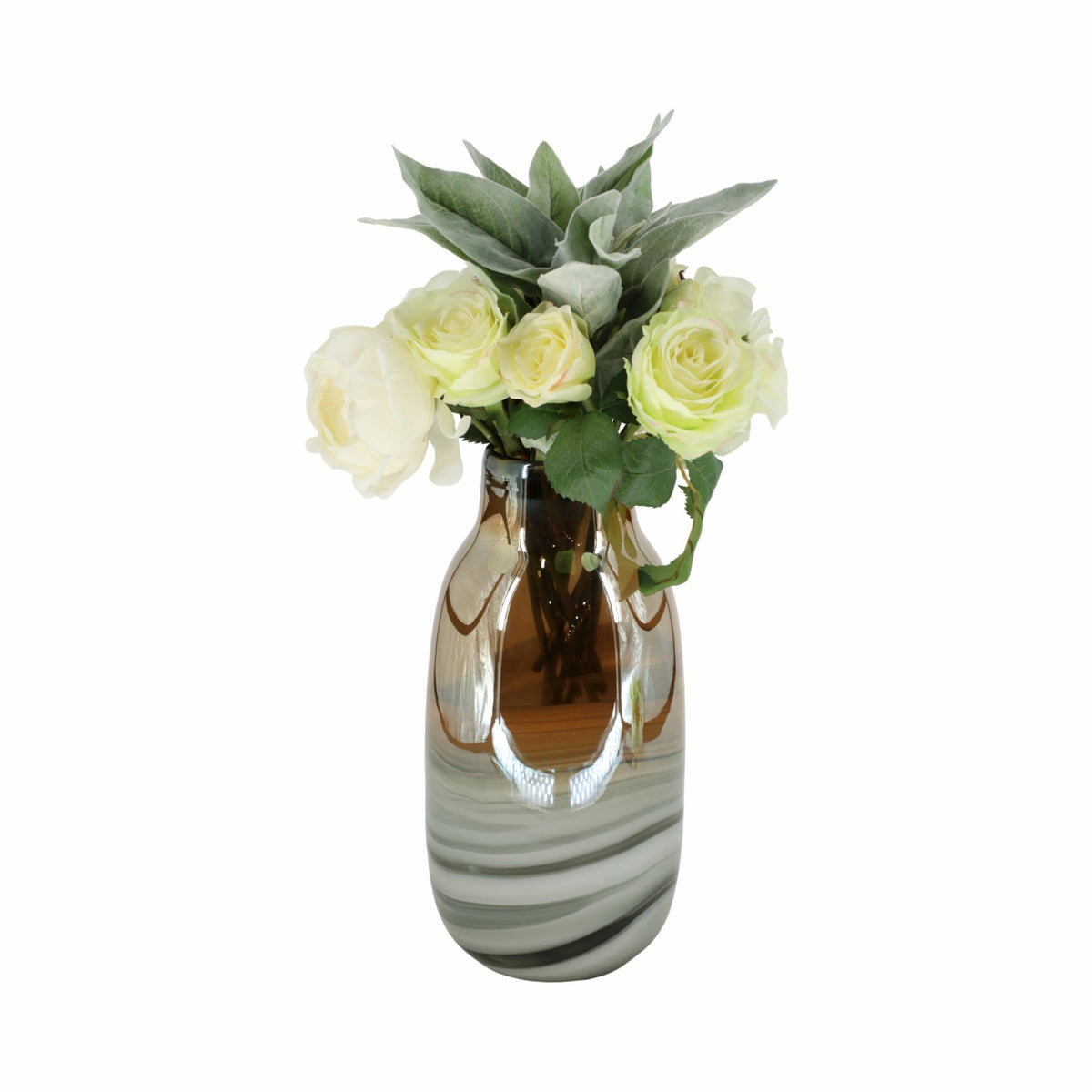 Glass 13"H Metallic Vase, Gray/Gold Vases and Jars| Sagebrook Home