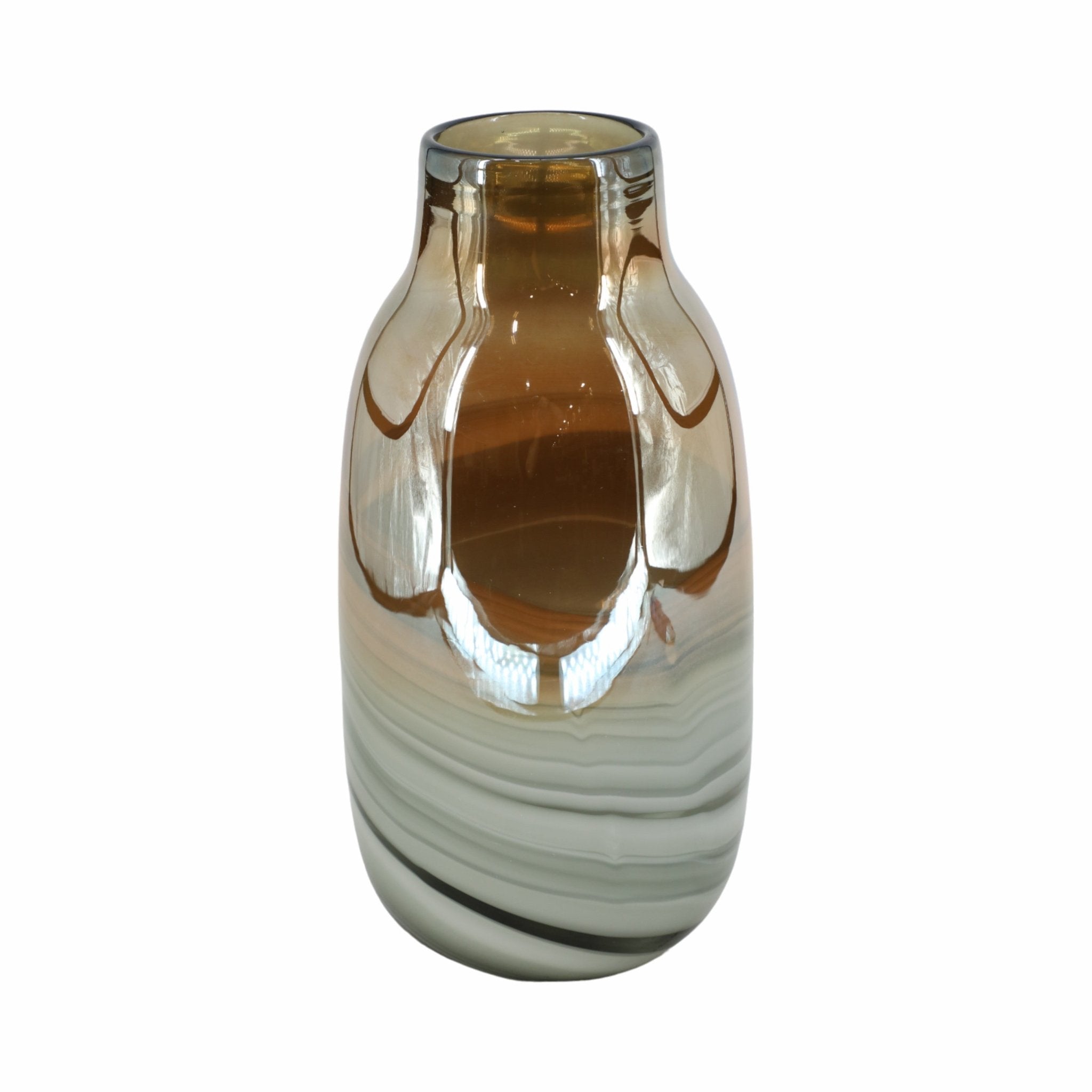 Glass 13"H Metallic Vase, Gray/Gold Vases and Jars| Sagebrook Home