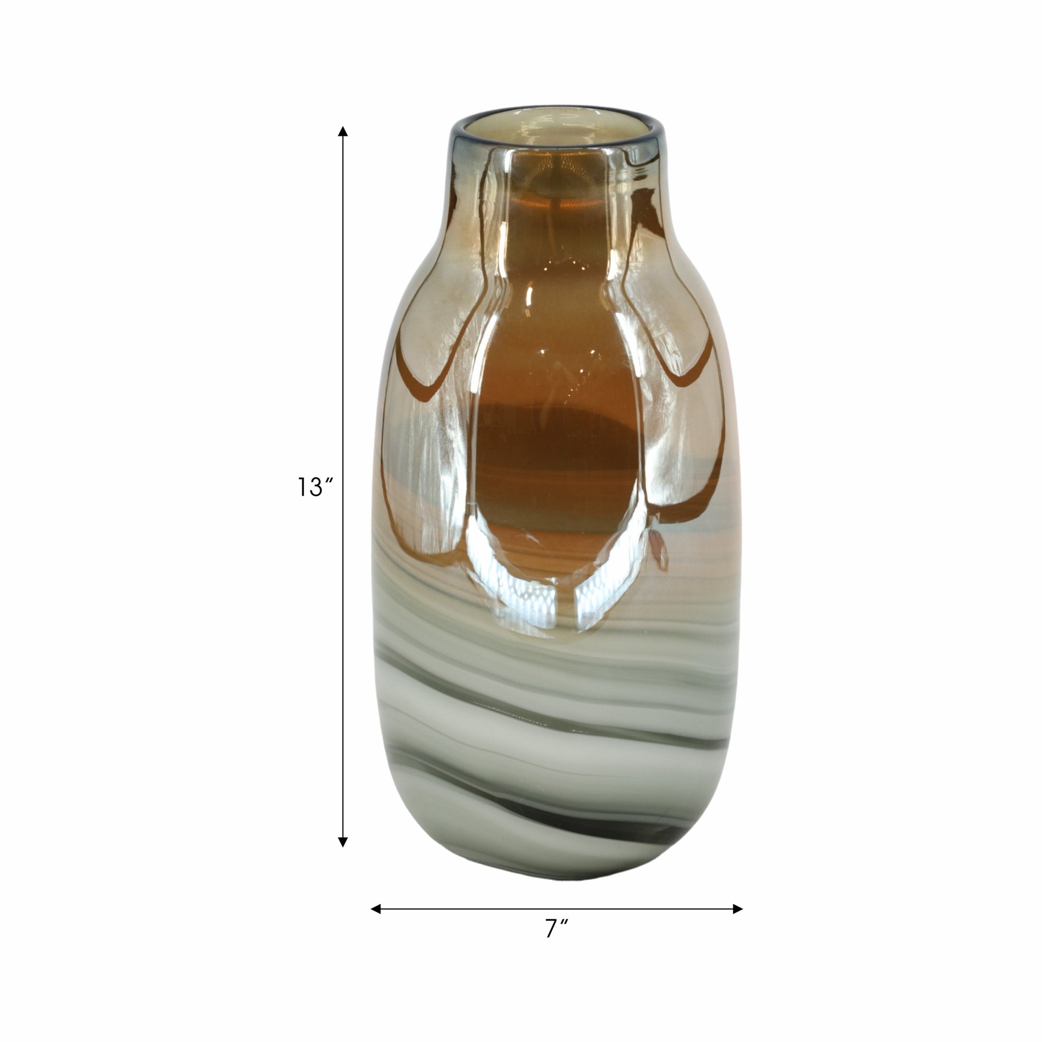 Glass 13"H Metallic Vase, Gray/Gold Vases and Jars| Sagebrook Home