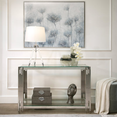 GLASS, 14" AZURITE VASE, BLUE/GRAY - Al Rugaib Furniture