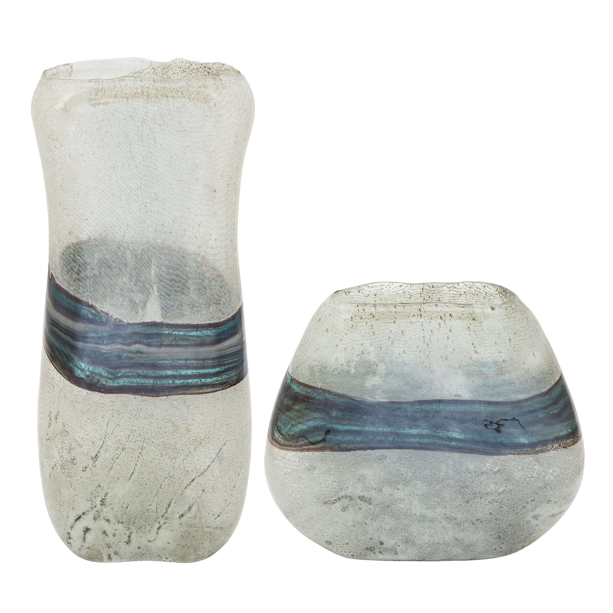 GLASS, 14" AZURITE VASE, BLUE/GRAY Vases and Jars| Sagebrook Home