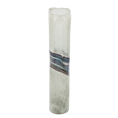 GLASS, 14" AZURITE VASE, BLUE/GRAY - Al Rugaib Furniture