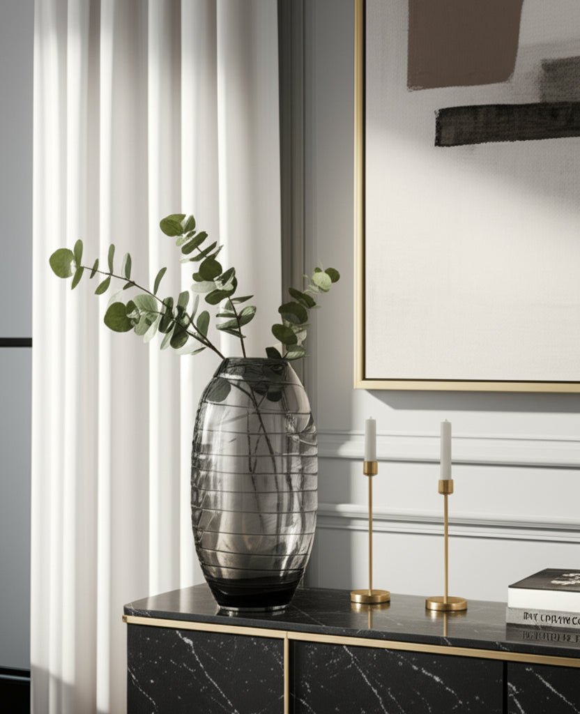 GLASS, 14"H PINCHED VASE, SMOKE Vases and Jars| Sagebrook Home