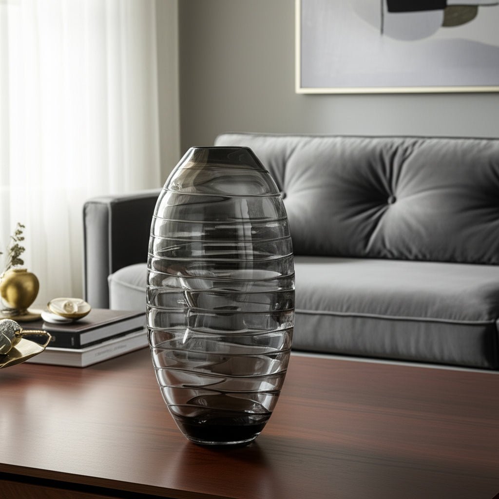 GLASS, 14"H PINCHED VASE, SMOKE Vases and Jars| Sagebrook Home