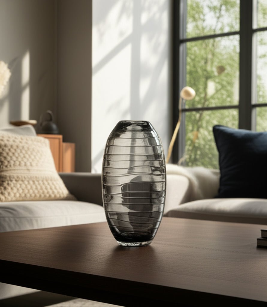 GLASS, 14"H PINCHED VASE, SMOKE Vases and Jars| Sagebrook Home
