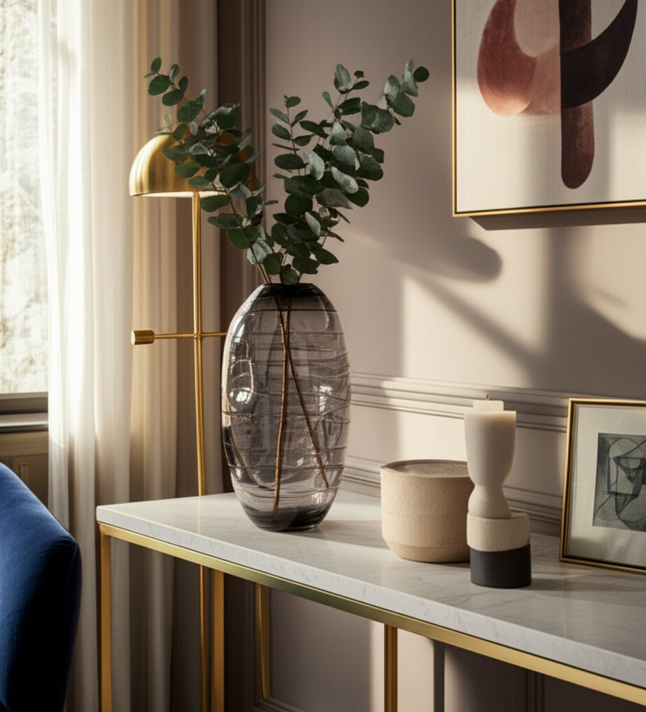 GLASS, 14"H PINCHED VASE, SMOKE Vases and Jars| Sagebrook Home