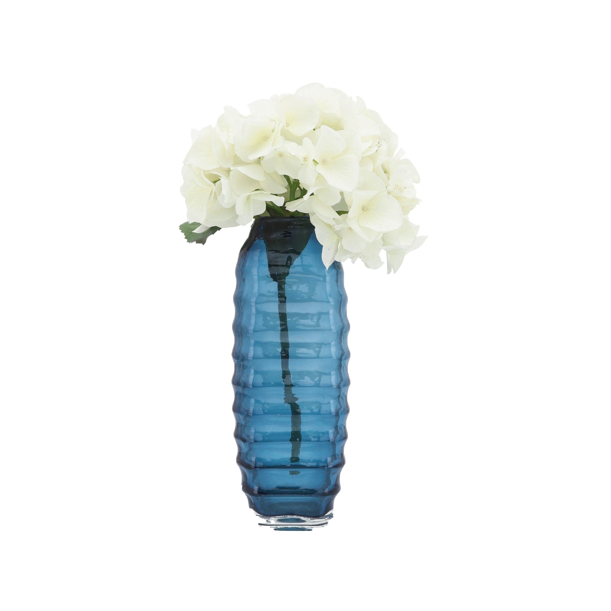 Glass, 14''H, Riged Vase, Turqoise Vases and Jars| Sagebrook Home