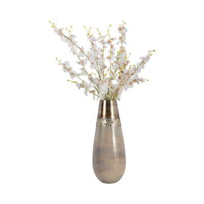 GLASS, 15" METALLIC VASE, CHAMPAGNE - Al Rugaib Furniture