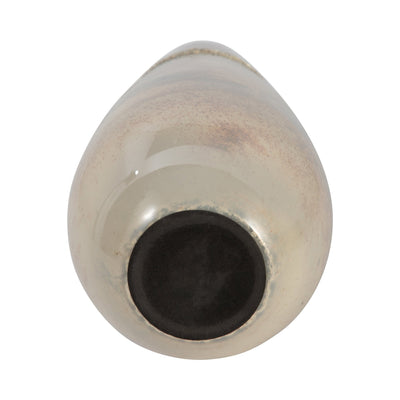 GLASS, 15" METALLIC VASE, CHAMPAGNE - Al Rugaib Furniture