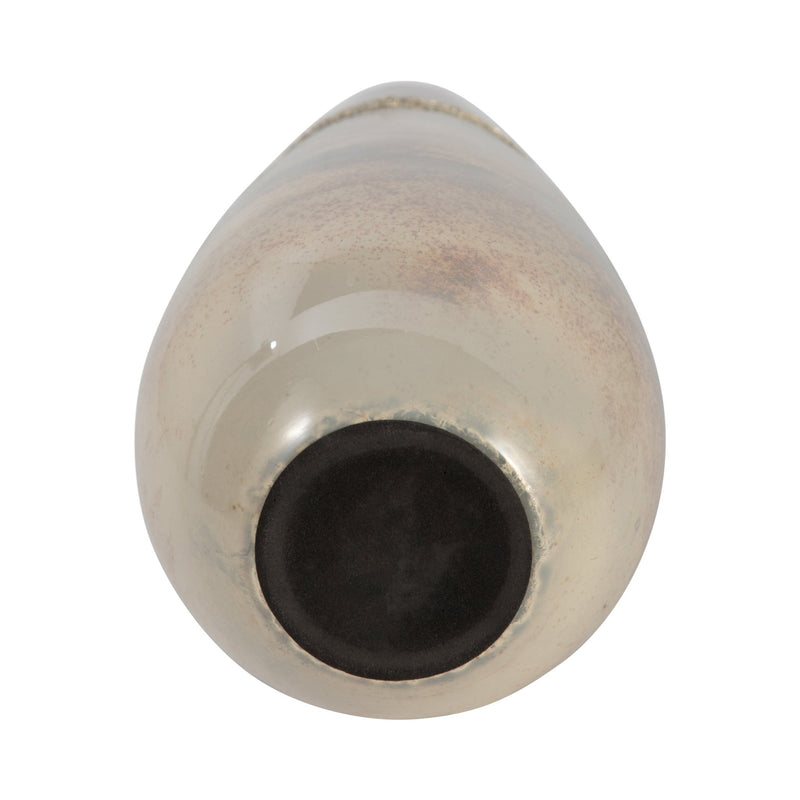 GLASS, 15" METALLIC VASE, CHAMPAGNE - Al Rugaib Furniture