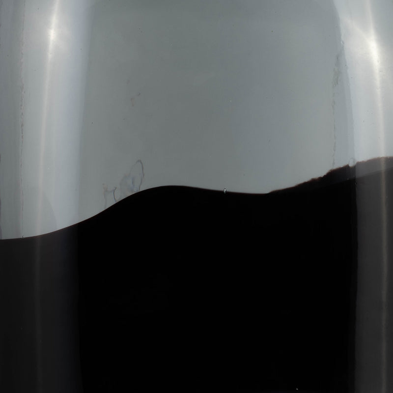GLASS, 15"H LONG NECK 2 - TONE VASE, SMOKE/BLACK - Al Rugaib Furniture