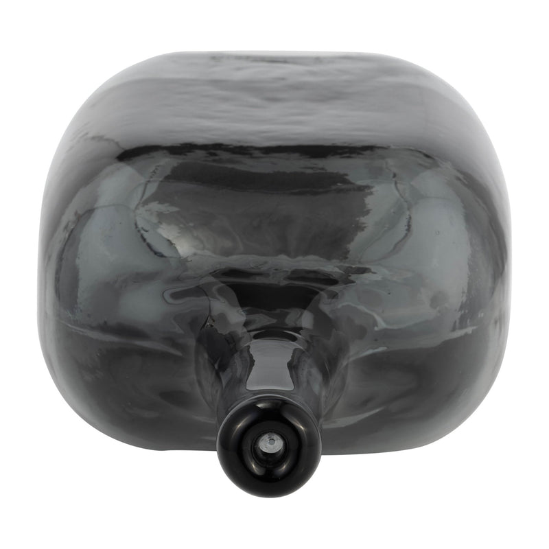 GLASS, 15"H LONG NECK 2 - TONE VASE, SMOKE/BLACK - Al Rugaib Furniture