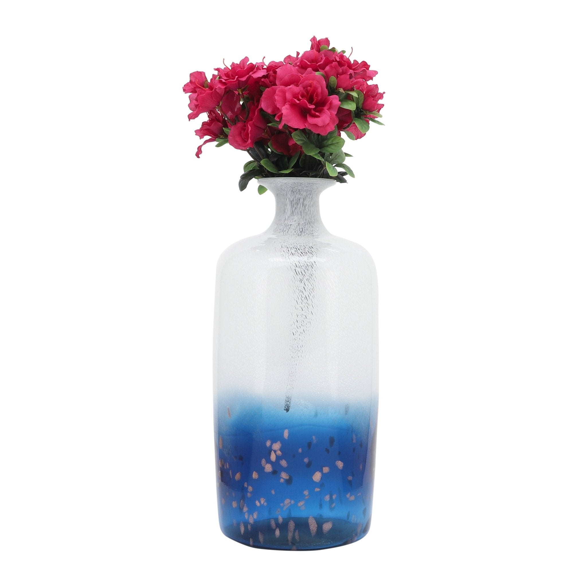Glass, 16''H, Two Toned Vase, White/Blue Vases and Jars| Sagebrook Home