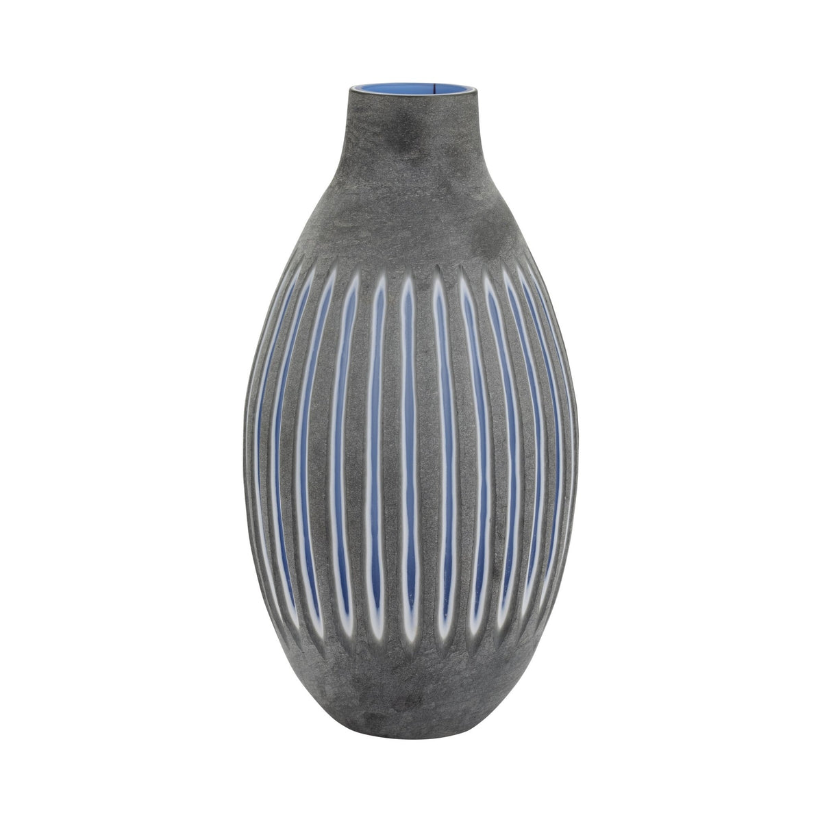 GLASS, 17" RIDGED VASE, BLUE/GRAY Vases and Jars| Sagebrook Home