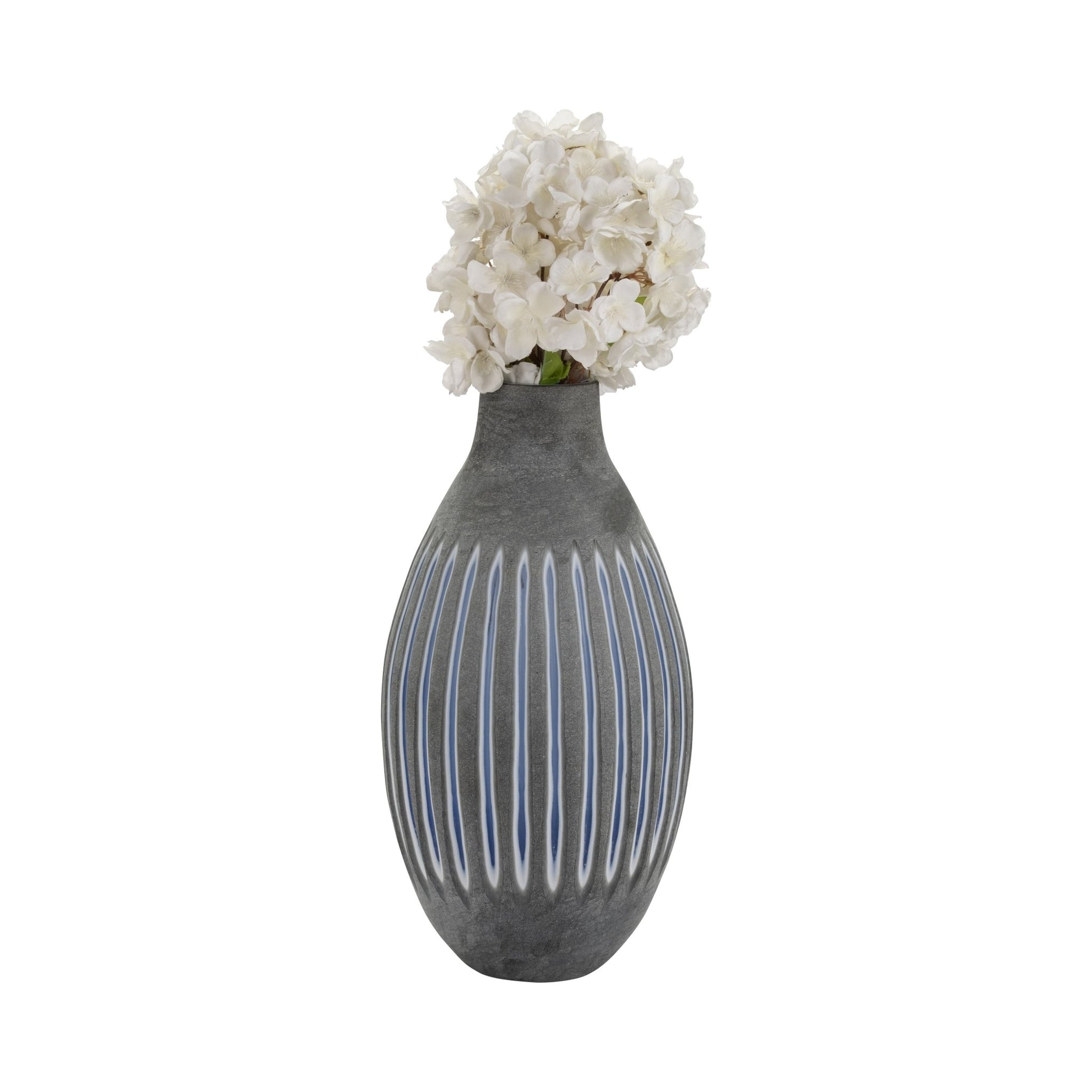 GLASS, 17" RIDGED VASE, BLUE/GRAY Vases and Jars| Sagebrook Home
