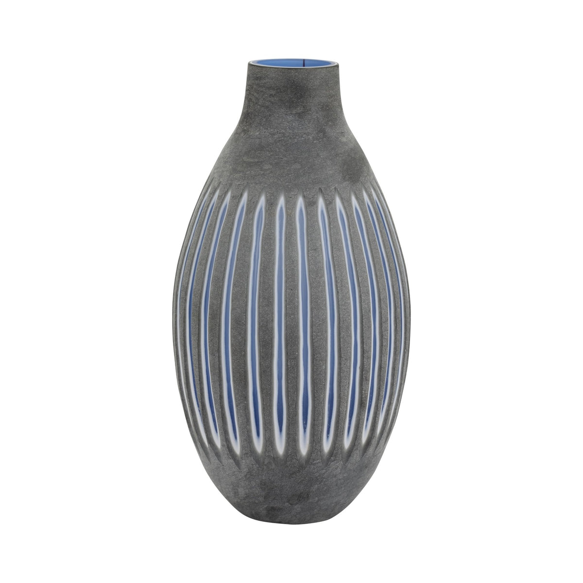 GLASS, 17" RIDGED VASE, BLUE/GRAY Vases and Jars| Sagebrook Home