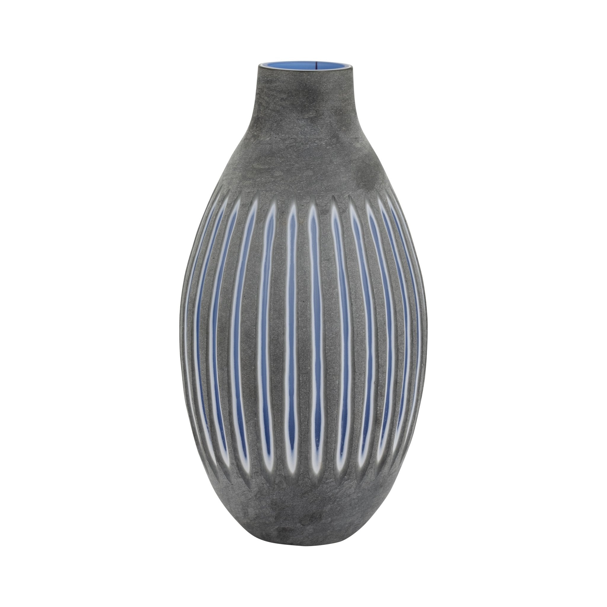 GLASS, 17" RIDGED VASE, BLUE/GRAY Vases and Jars| Sagebrook Home