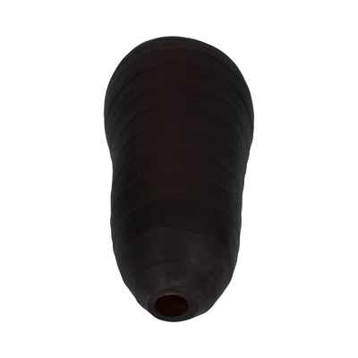 Glass, 17" Ridged Vase, Smokey Brown - Al Rugaib Furniture