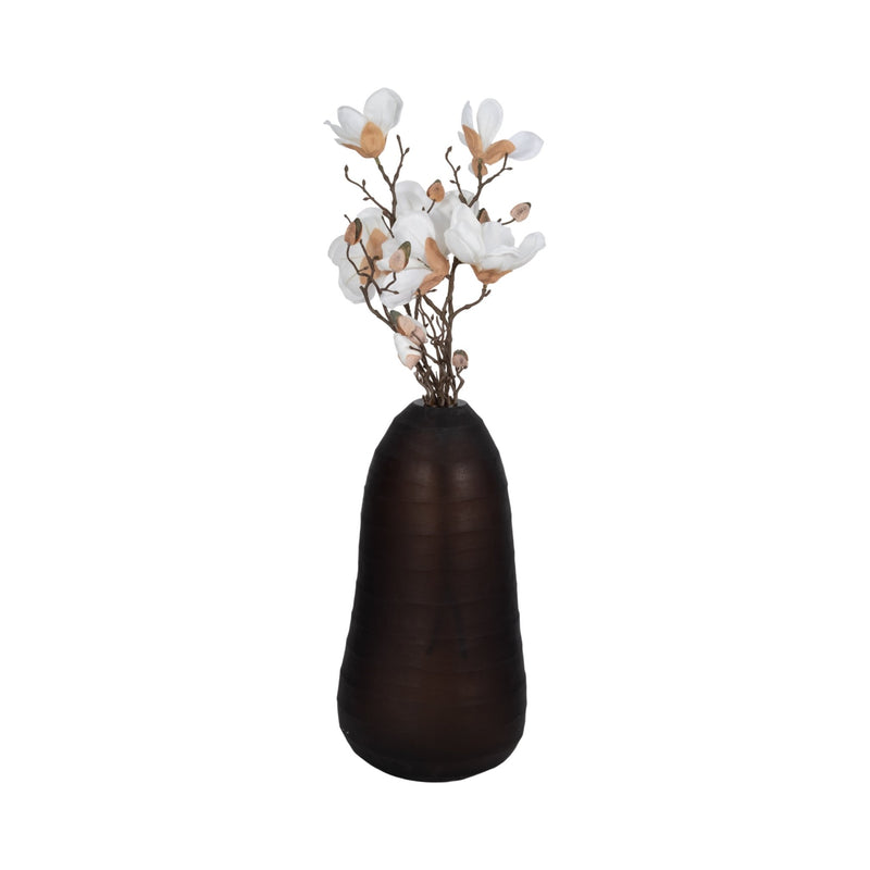 Glass, 17" Ridged Vase, Smokey Brown - Al Rugaib Furniture