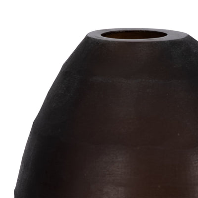 Glass, 17" Ridged Vase, Smokey Brown - Al Rugaib Furniture