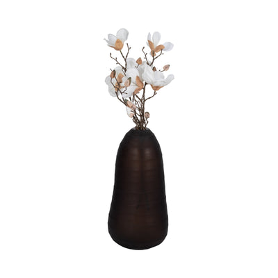 Glass, 17" Ridged Vase, Smokey Brown - Al Rugaib Furniture