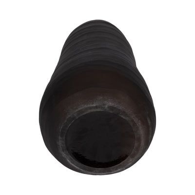 Glass, 17" Ridged Vase, Smokey Brown - Al Rugaib Furniture