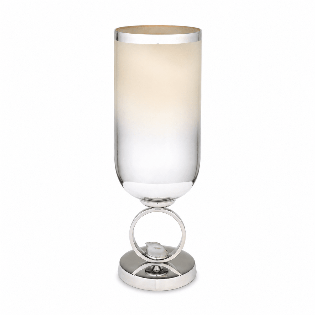 GLASS, 17" VASE W/ METAL BASE STONE ACCENT, PEARL Vases and Jars| Sagebrook Home