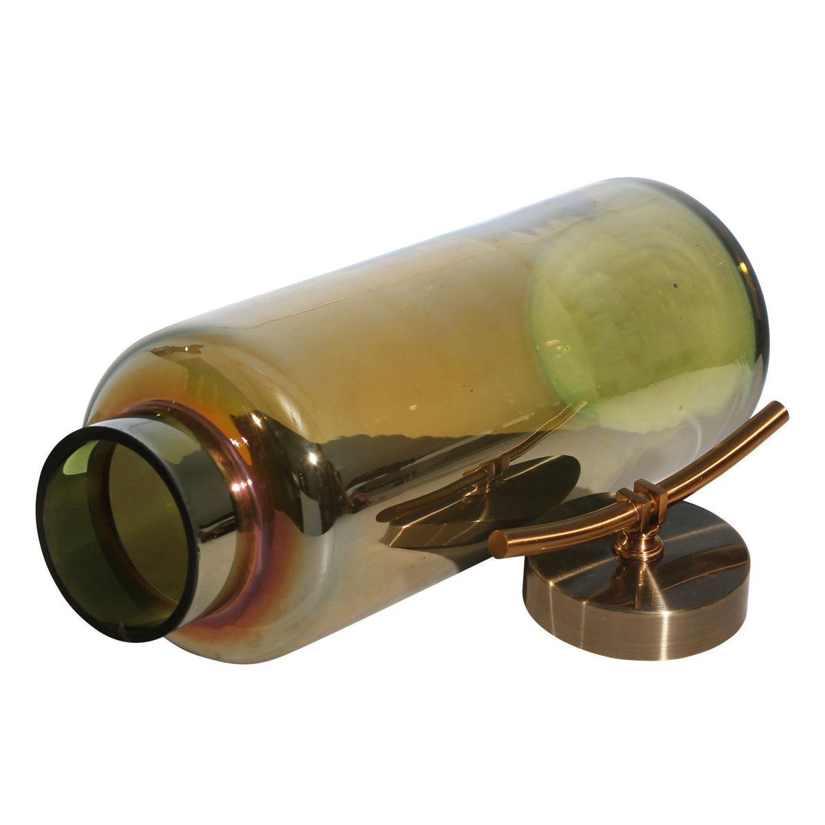 GLASS 17" VASE W/ METAL LID,GOLD CHROME Vases and Jars| Sagebrook Home