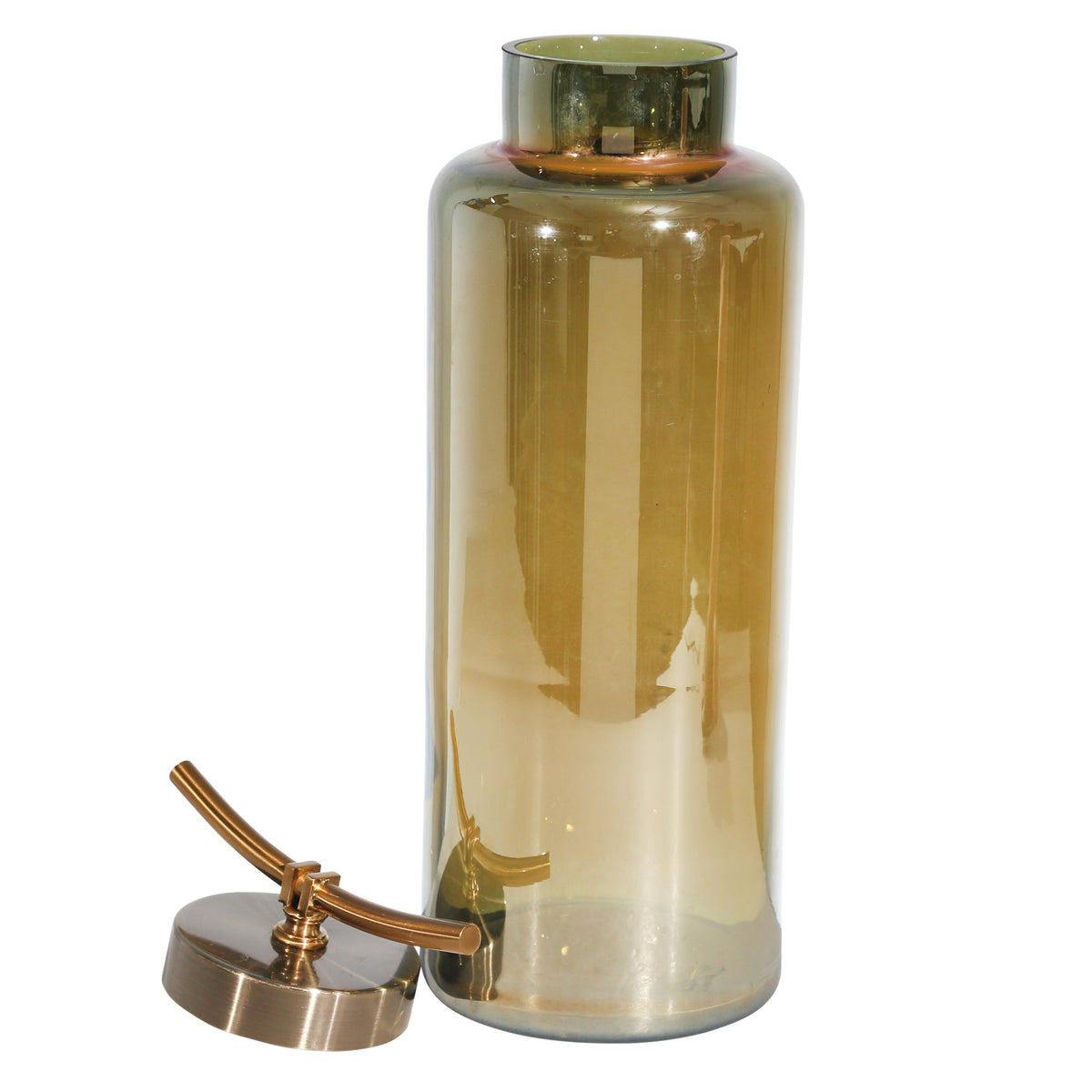 GLASS 17" VASE W/ METAL LID,GOLD CHROME Vases and Jars| Sagebrook Home