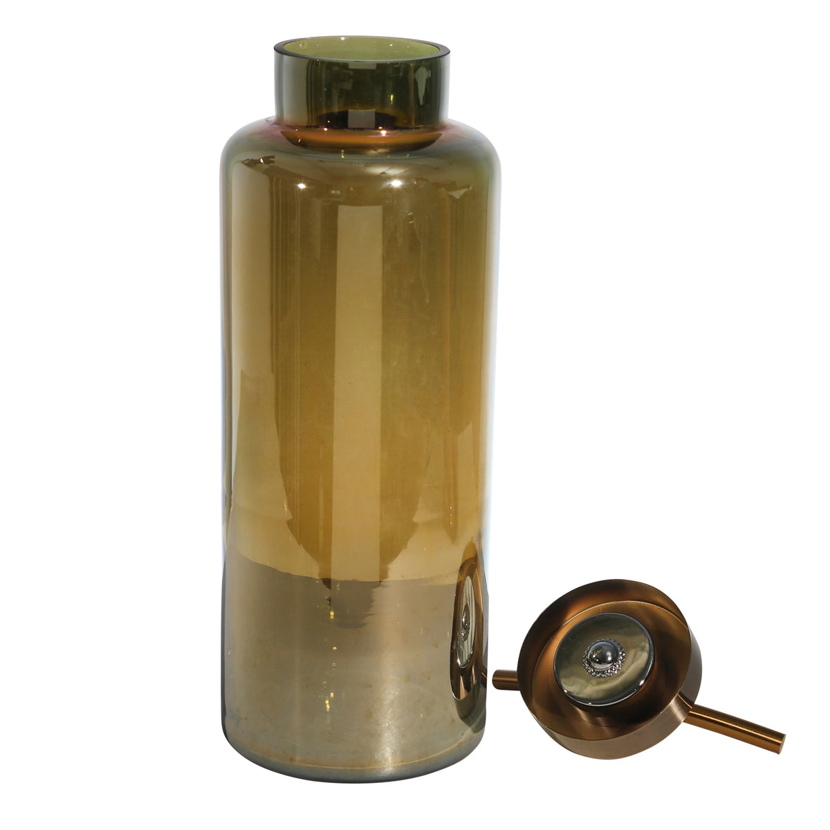 GLASS 17" VASE W/ METAL LID,GOLD CHROME Vases and Jars| Sagebrook Home