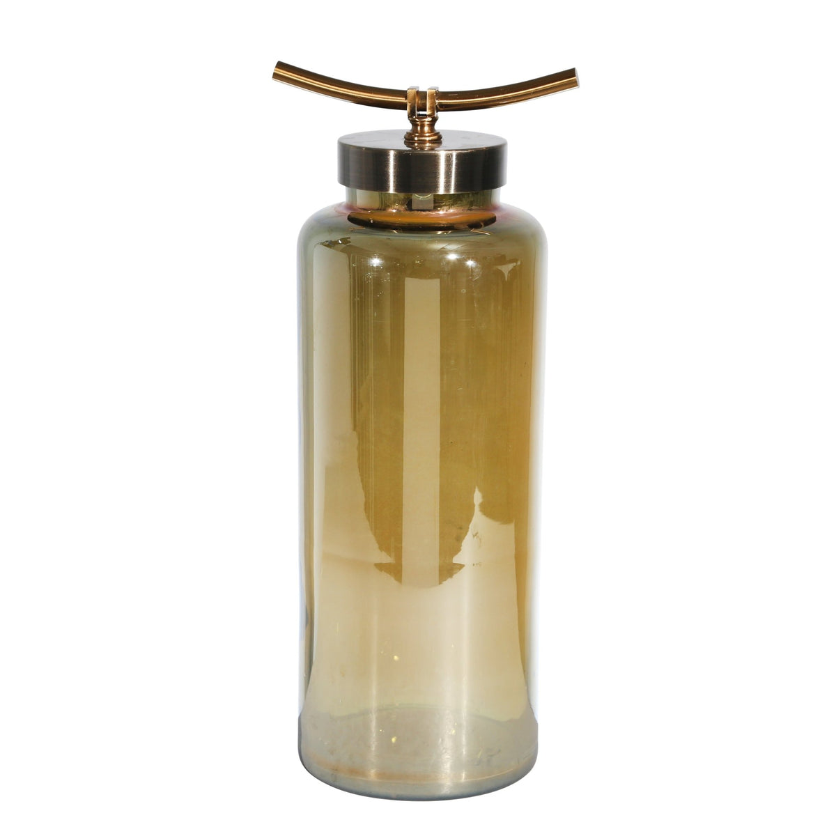 GLASS 17" VASE W/ METAL LID,GOLD CHROME Vases and Jars| Sagebrook Home