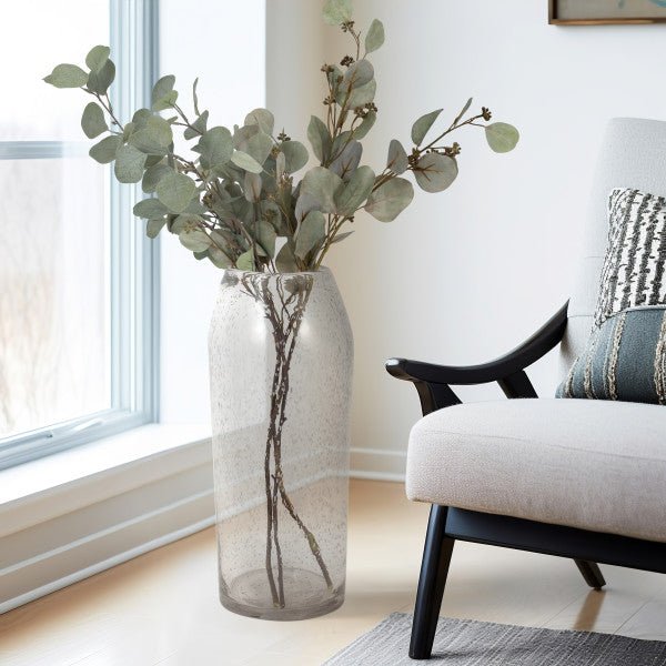 GLASS, 19" FLOOR VASE BUBBLE CLEAR Vases and Jars| Sagebrook Home
