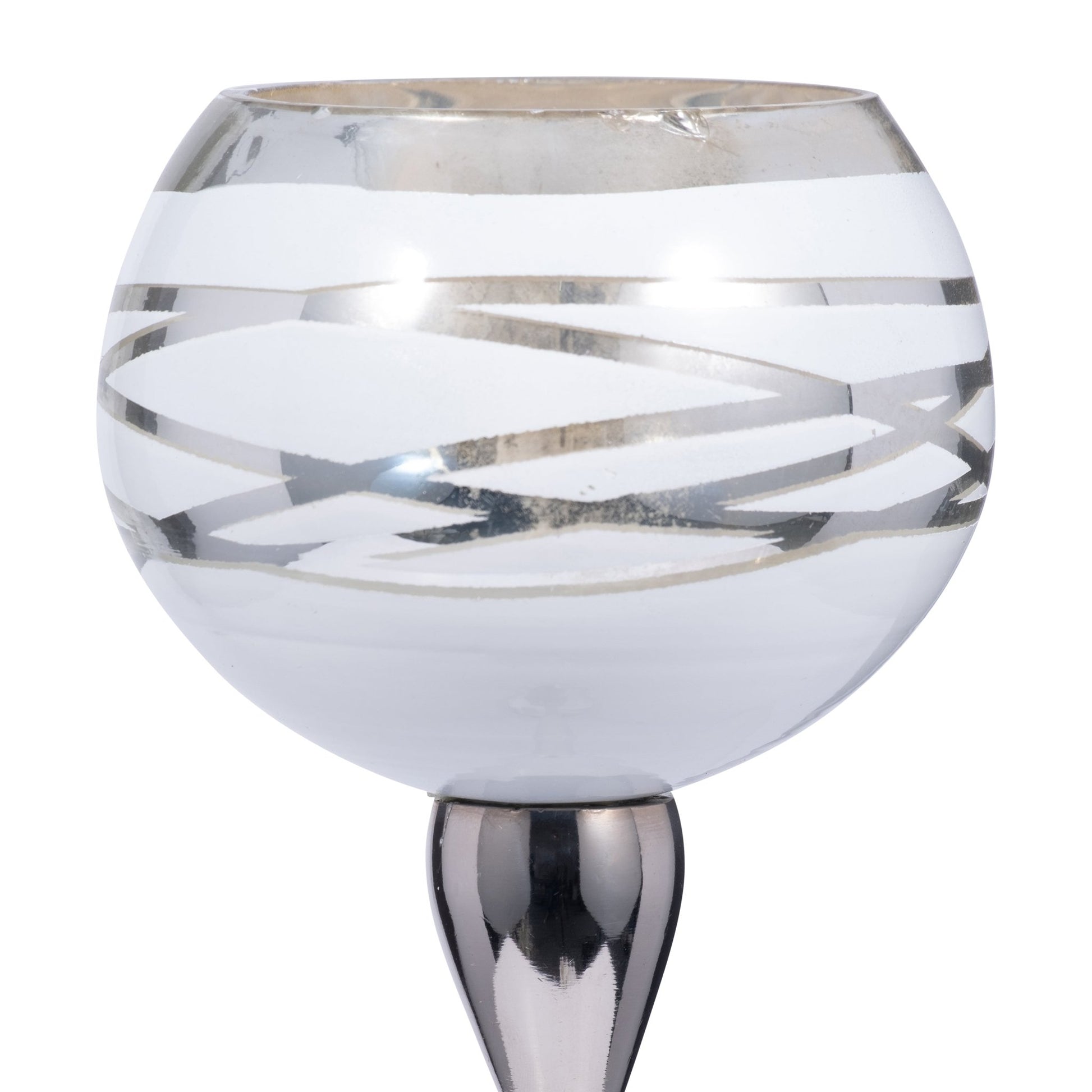 GLASS, 19" VOTIVE HOLDER W/ STAND, WHITE/SILVER | Sagebrook Home