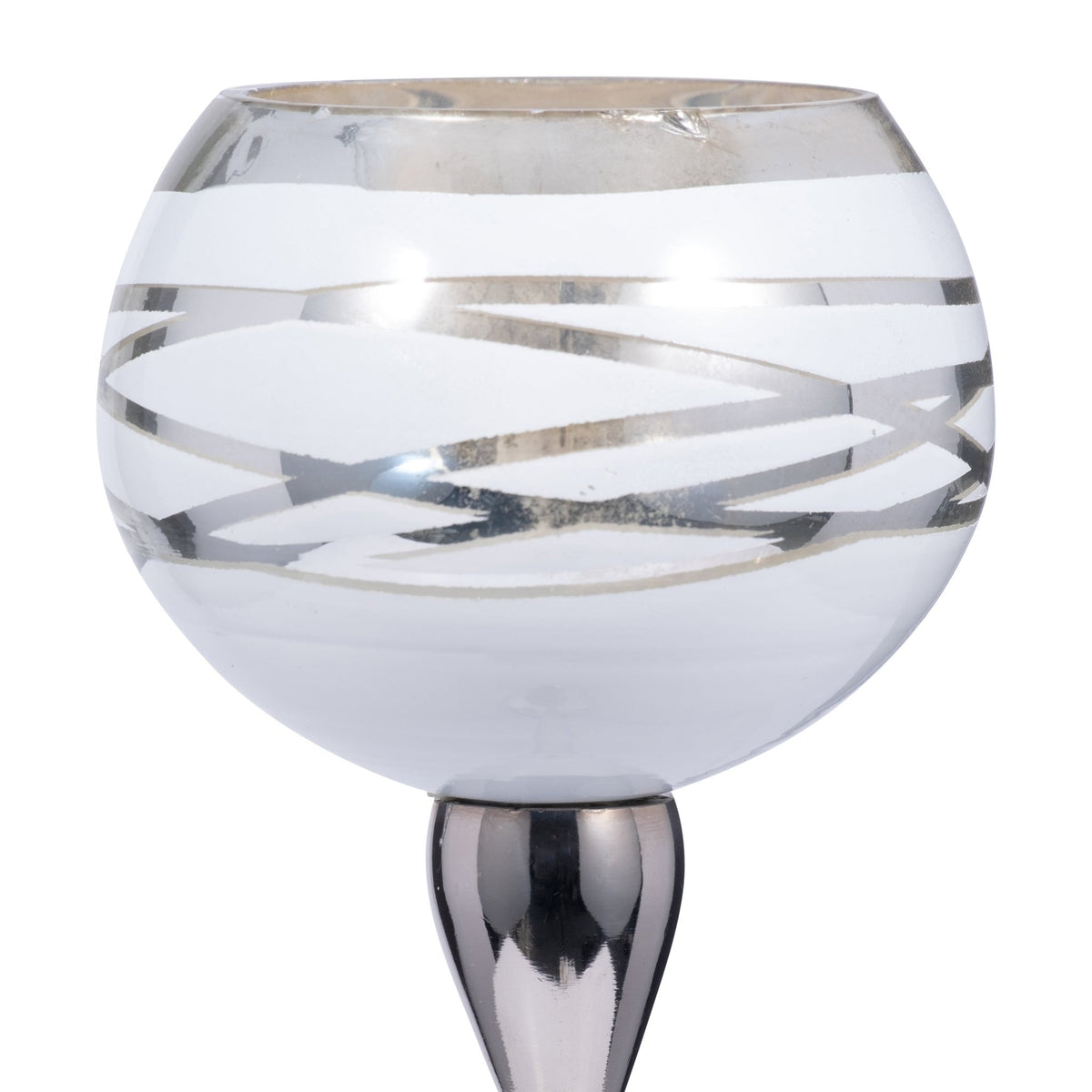 GLASS, 19" VOTIVE HOLDER W/ STAND, WHITE/SILVER | Sagebrook Home