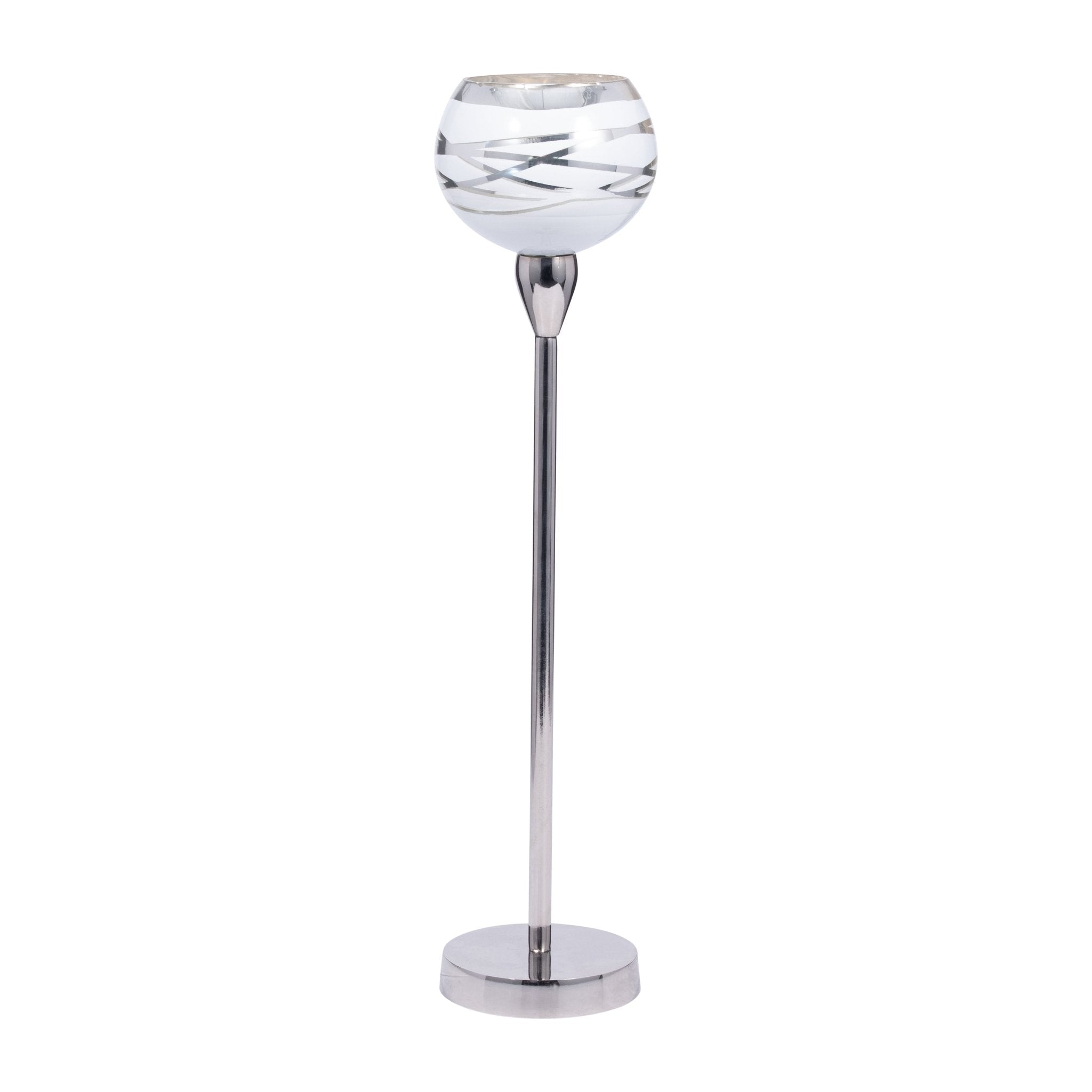 GLASS, 19" VOTIVE HOLDER W/ STAND, WHITE/SILVER | Sagebrook Home