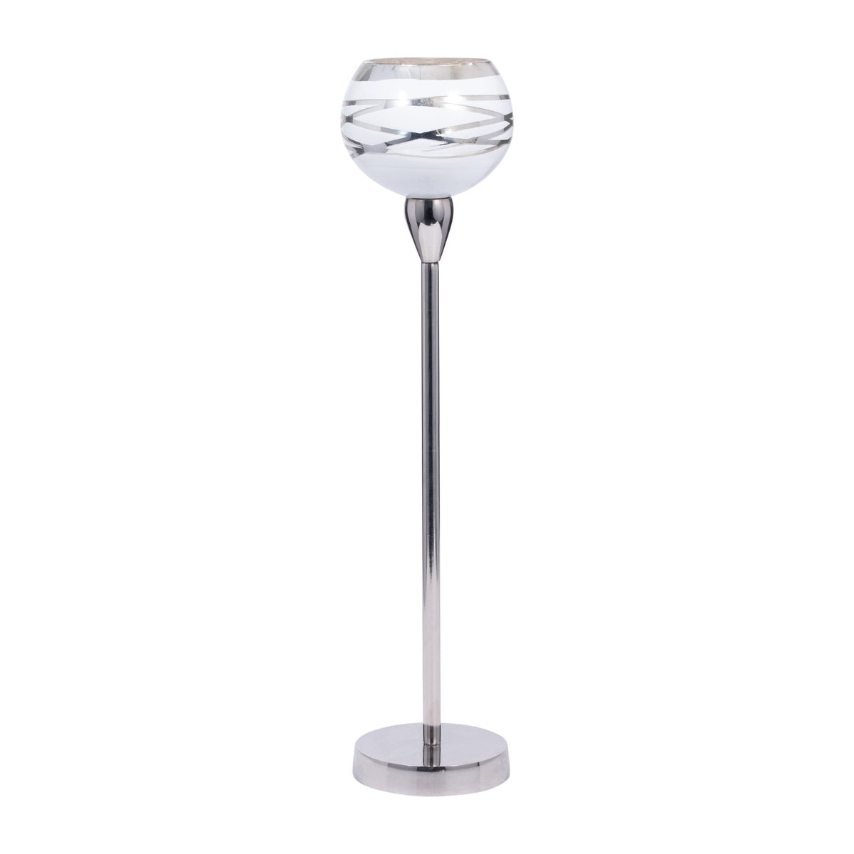 GLASS, 19" VOTIVE HOLDER W/ STAND, WHITE/SILVER | Sagebrook Home
