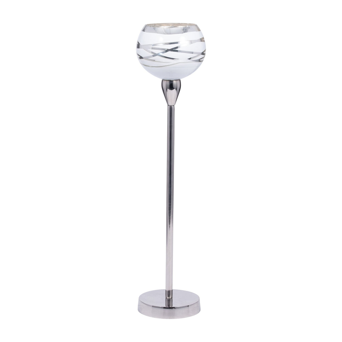 GLASS, 19" VOTIVE HOLDER W/ STAND, WHITE/SILVER | Sagebrook Home