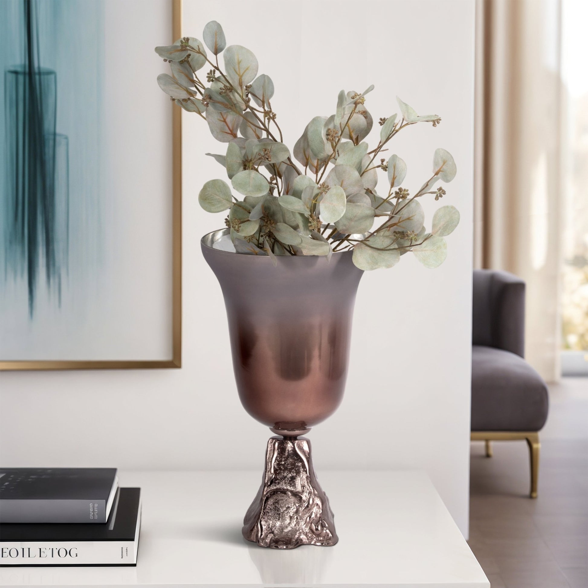 GLASS, 2-TONE CHALICE VASE, METALLIC KD Vases and Jars| Sagebrook Home