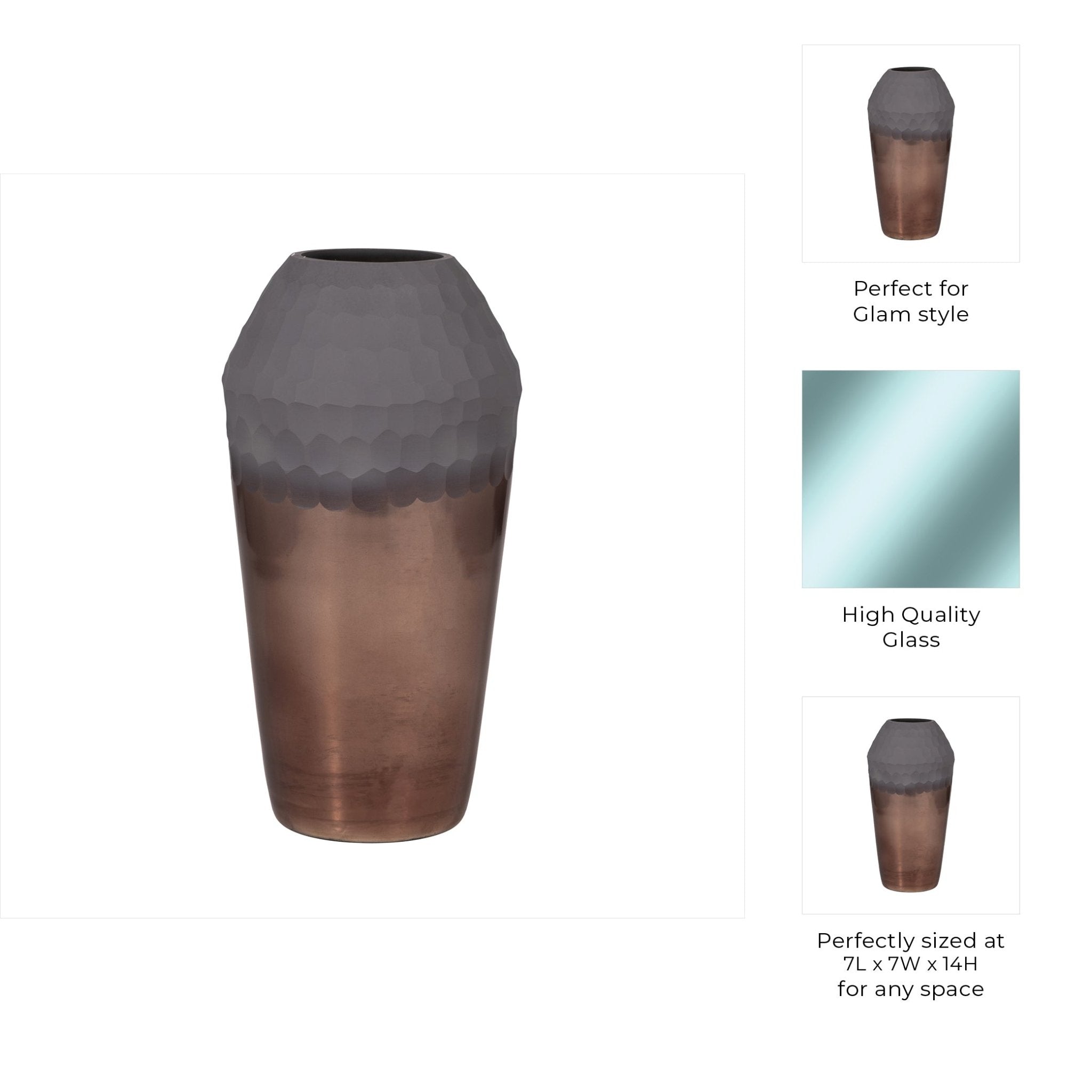 GLASS, 2-TONE HAND-CUT VASE, METALLIC Vases and Jars| Sagebrook Home