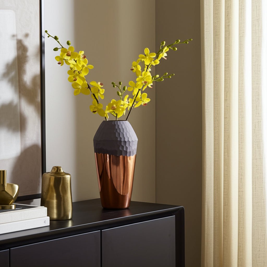 GLASS, 2-TONE HAND-CUT VASE, METALLIC Vases and Jars| Sagebrook Home