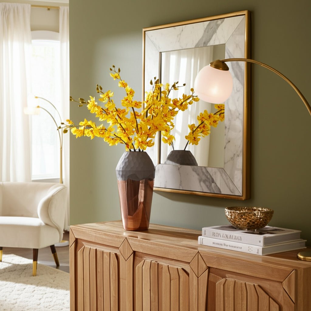 GLASS, 2-TONE HAND-CUT VASE, METALLIC Vases and Jars| Sagebrook Home