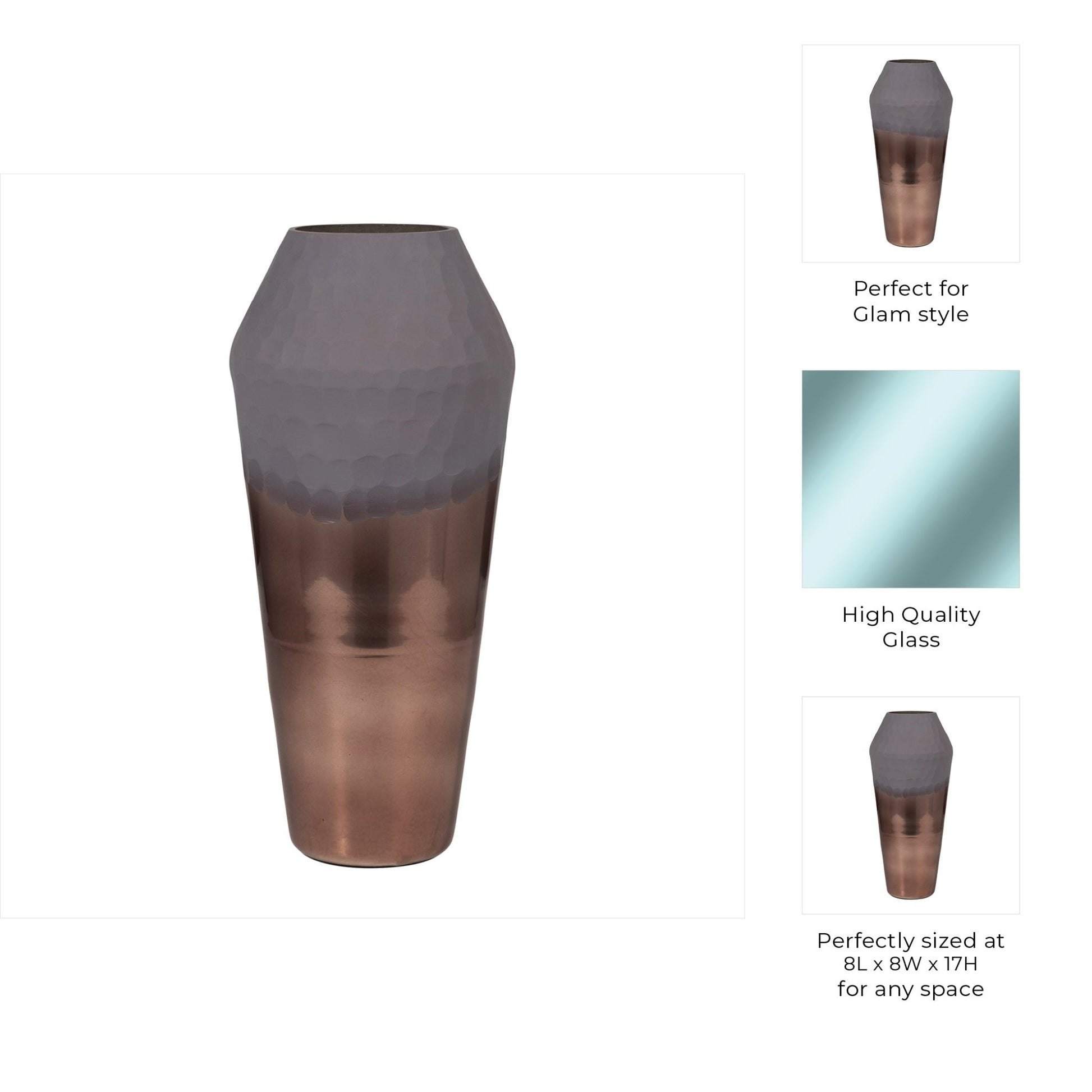 GLASS, 2-TONE HAND-CUT VASE, METALLIC Vases and Jars| Sagebrook Home