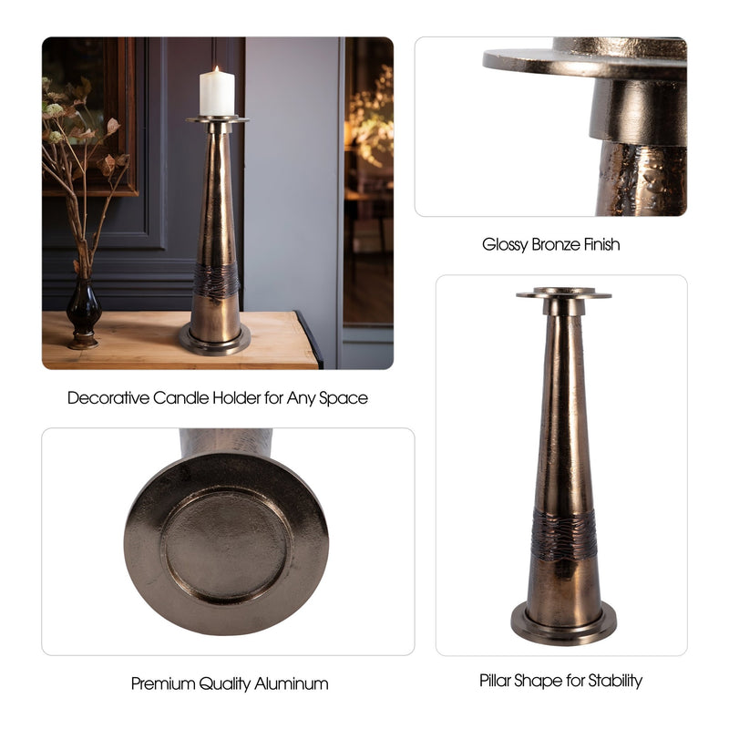 Glass, 21" Pillar Holder, Bronze - Al Rugaib Furniture