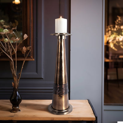 Glass, 21" Pillar Holder, Bronze - Al Rugaib Furniture