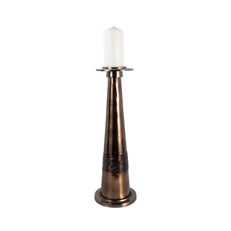 Glass, 21" Pillar Holder, Bronze - Al Rugaib Furniture