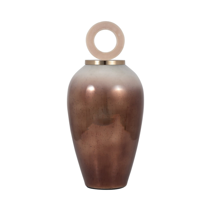 GLASS, 22" VASE ROUND RESIN TOPPER, COPPER - Al Rugaib Furniture