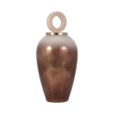 GLASS, 22" VASE ROUND RESIN TOPPER, COPPER - Al Rugaib Furniture